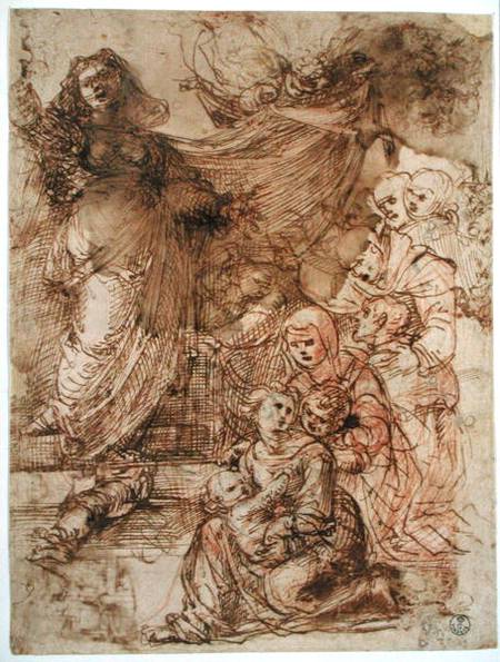 Preparatory study for Madonna and Child (pen & ink on paper) van Fra Bartolommeo
