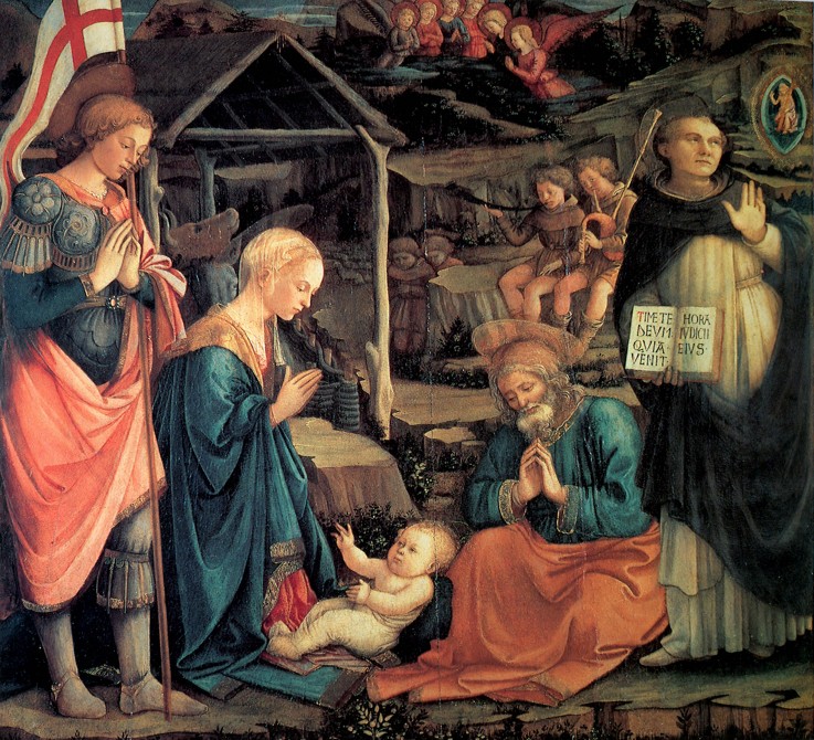 The Adoration of the Christ Child with Saint George and Saint Vincent Ferrer van Fra Filippo Lippi