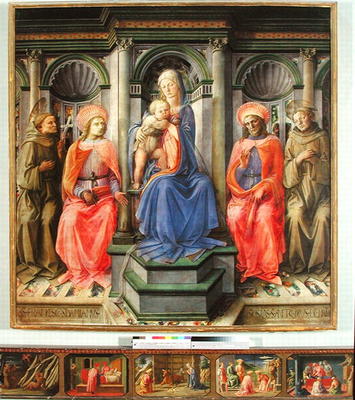 Madonna and Child Enthroned with SS. Francis, Cosmas, Damian and Anthony of Padua, c.1442-45 (temper van Fra Filippo Lippi