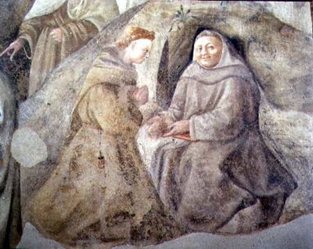 The Reform of the Carmelite Rule, detail of two Carmelite friars van Fra Filippo Lippi