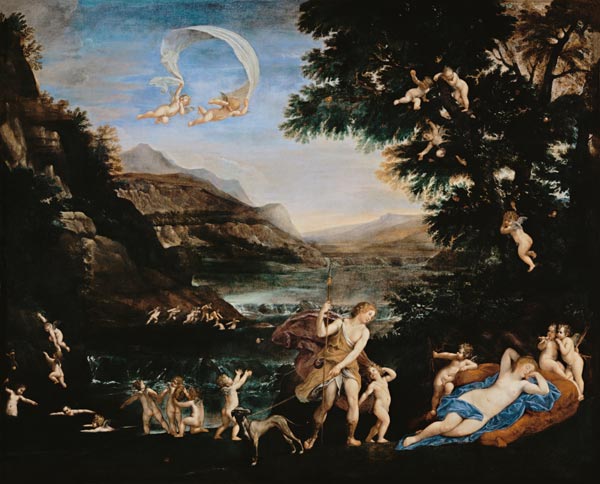 Adonis Led to Venus by Cherubs van Francesco Albani