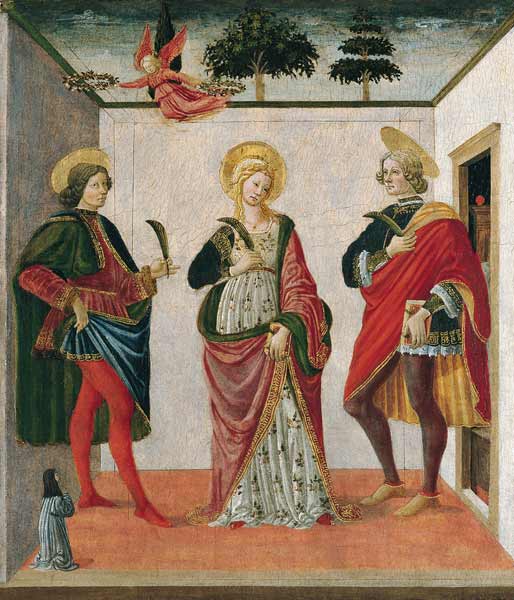 Saint Cecilia between Saint Valerian and Saint Tiburtius with a Donor van Francesco Botticini