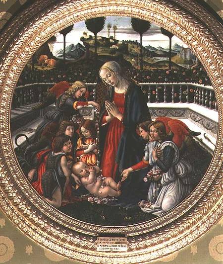 Adoration of the Christ Child van Francesco Botticini