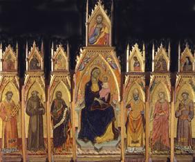 Madonna mit dem Kind, Christus und sechs Heiligen.