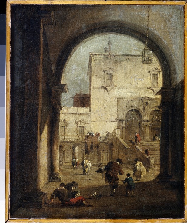 View of a Square and a Palace van Francesco Guardi