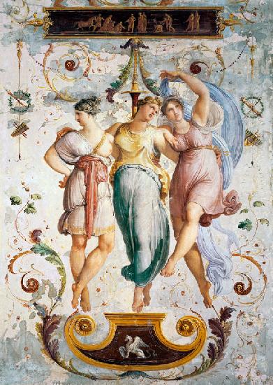 Decorative panel with dancers (fresco)