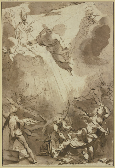 Teufel plagen eine Heilige und werden von einem Engel verjagt van Francesco Merano