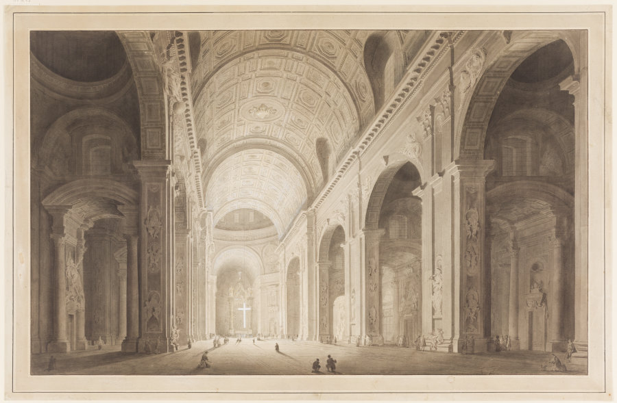 Das Innere der Peterskirche in Rom van Francesco Pannini