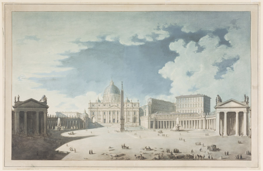 Peterskirche und Petersplatz in Rom van Francesco Pannini