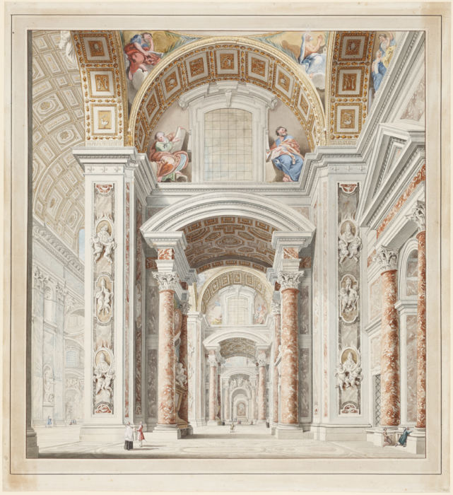 Seitenschiff der St. Peterskirche in Rom van Francesco Pannini
