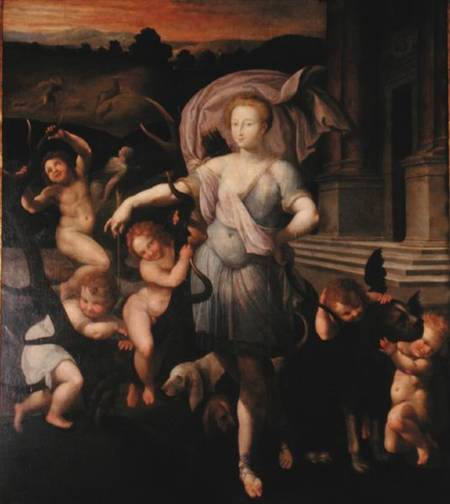 Allegorical portrait of Diane de Poitiers (1499-1566) van Francesco Primaticcio