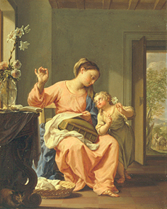 Die handarbeitende Maria mit dem Jesusknaben van Francesco Trevisani