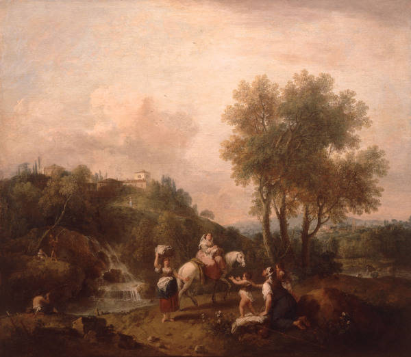 F.Zuccarelli, Landschaft mit Reiterin van Francesco Zuccarelli