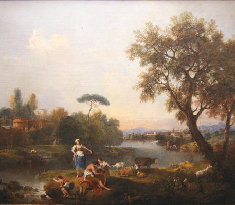 Landscape with a Boy Fishing, c.1740-50 (oil on canvas) van Francesco Zuccarelli