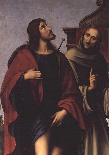 St. Roch (detail from altarpiece) van (Francesco di Marco Raibolini) Il Francia