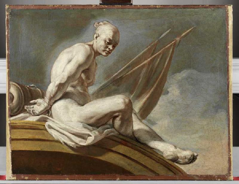Supraporte mit einem gefesselten Sklaven. van Francesco (L'Abate Ciccio) Solimena