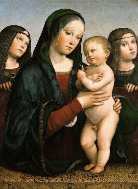 Maria mit dem Kinde und zwei Engeln