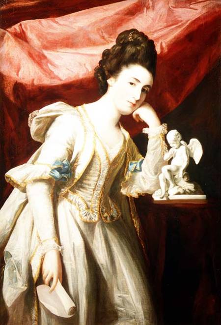 Portrait of a Lady with a Statuette of Cupid van Francis Cotes