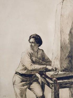 Portrait of Jacob Epstein (1880-1959) 1909 (drypoint etching in dark brown ink)