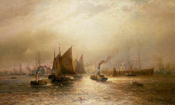 A Busy Morning on the River Mersey van Francis Krause