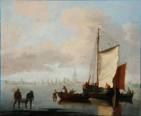 Dutch Estuary Scene (one of a pair) van Francis Swaine