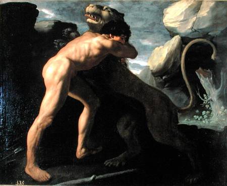 Hercules Fighting with the Nemean Lion van Francisco de Zurbarán (y Salazar)