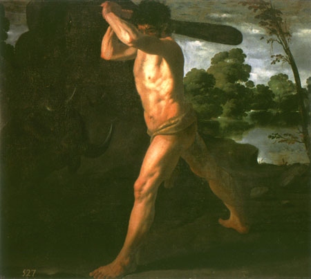 Herkules und der kretische Stier van Francisco de Zurbarán (y Salazar)