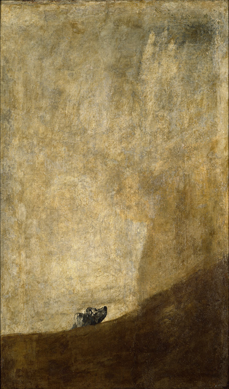 Een hond tegen de stroom vechtend’  van Francisco José de Goya