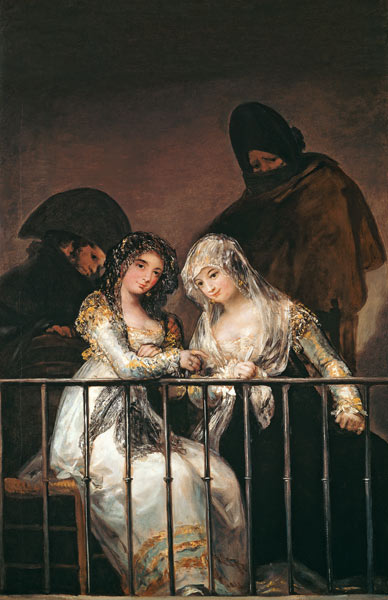Majas auf einem Balkon van Francisco José de Goya