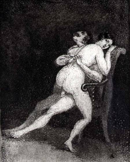 A couple having sex on a chair van Francisco José de Goya