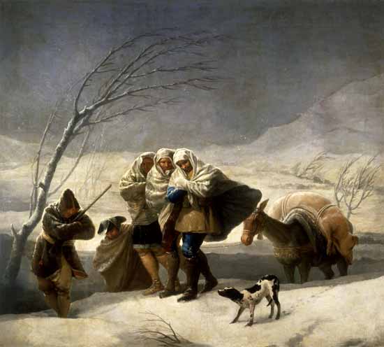 Der Winter (oder: Schneefall) van Francisco José de Goya