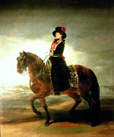 Equestrian portrait of Queen Maria Luisa (1751-1819) wife of King Charles IV (1788-1808) of Spain van Francisco José de Goya