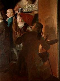 Die Familie des Infanten Don Luis de Borbón (Detail: Der Künstler an der Staffelei) van Francisco José de Goya