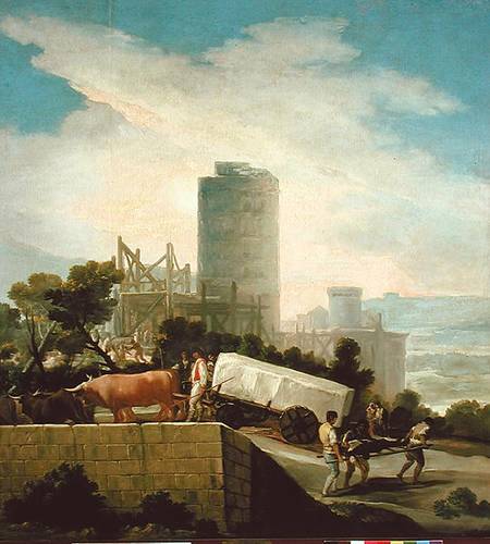 Transporting a Stone Block van Francisco José de Goya