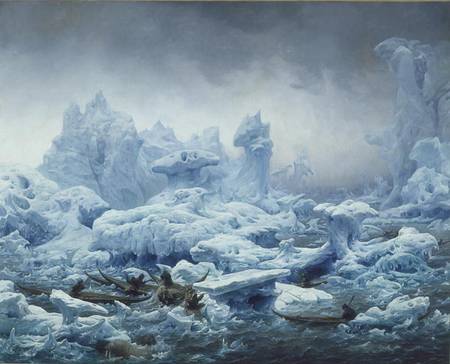 Fishing for Walrus in the Arctic Ocean van François August Biard
