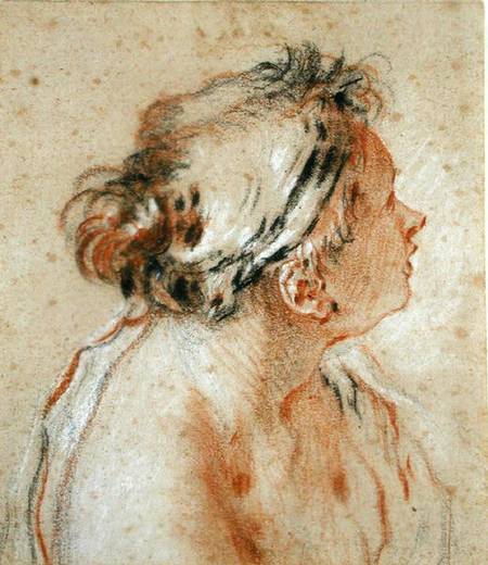 Head of a Nymph (black, white and red chalk on light brown van François Boucher