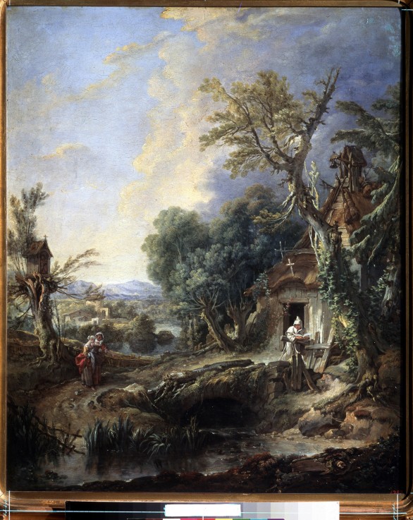 Landscape with a Hermit van François Boucher