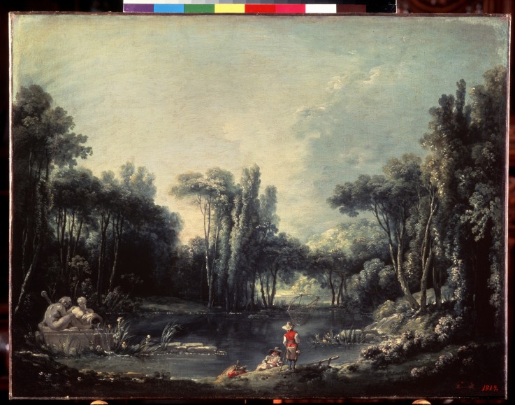 Landscape with a pond van François Boucher