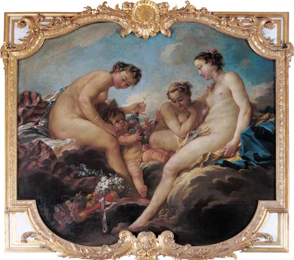 The Three Graces, decorative panel from the Bedroom of the Princess of Rohan van François Boucher