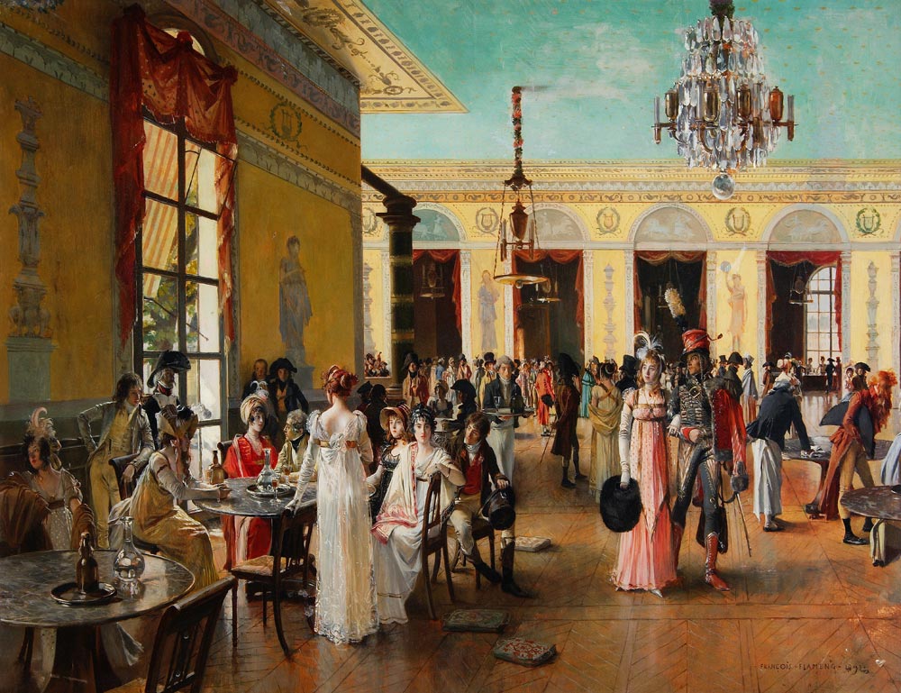 Café Frascati (A Scene From Napoleon's Time= van François Flameng