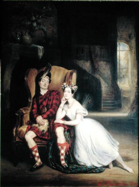 Marie (1804-84) and Paul Taglioni (1808-84) in the ballet 'La Sylphide' van Francois Gabriel Guillaume Lepaulle