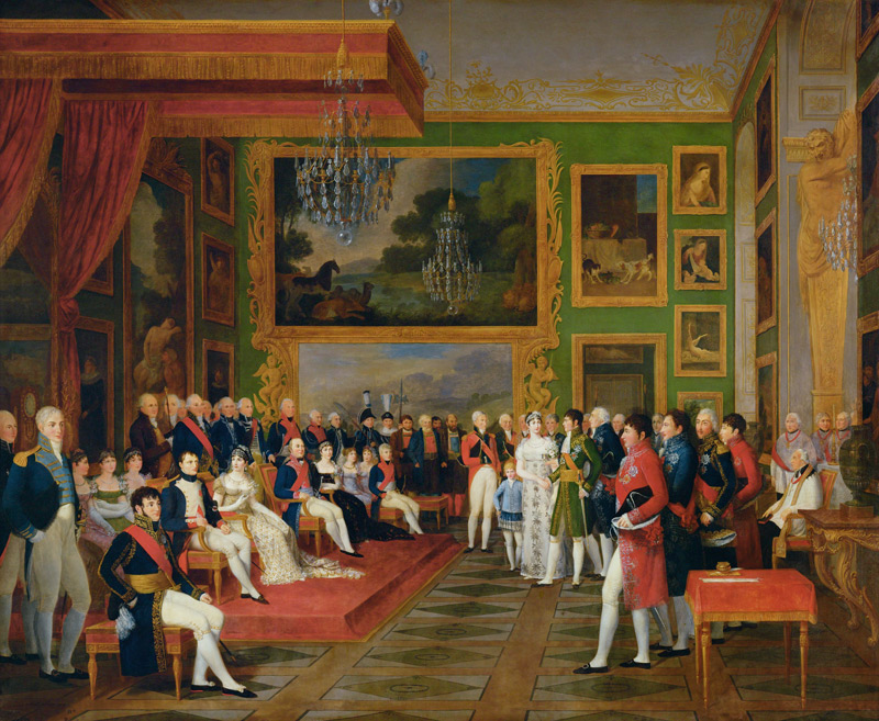 The Marriage of Eugene de Beauharnais (1781-1824) to Amalie Auguste of Bavaria in Munich, 13th Janua van François Guillaume Ménageot