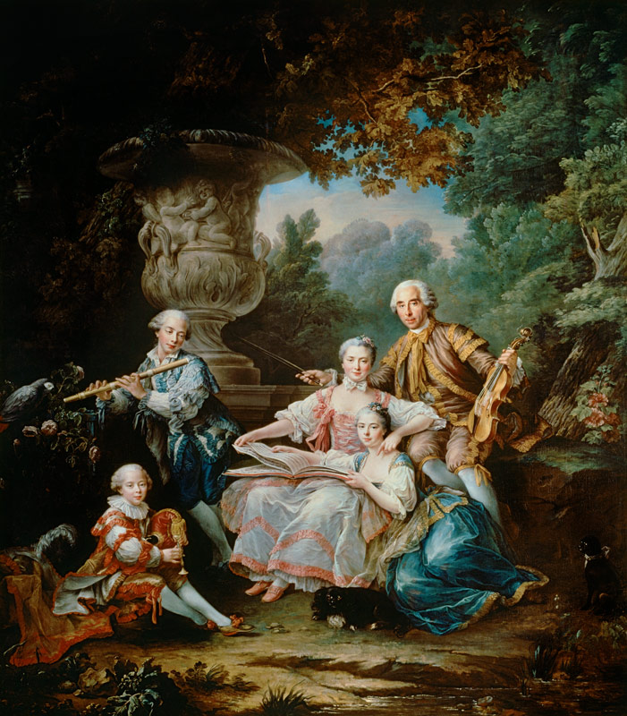 Louis du Bouchet (1645-1716) Marquis de Sourches and his Family van François-Hubert Drouais