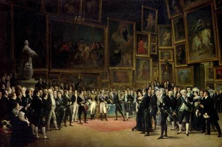 Charles X presenting awards to the artists at the end of the exhibition of 1824 van François-Joseph Heim