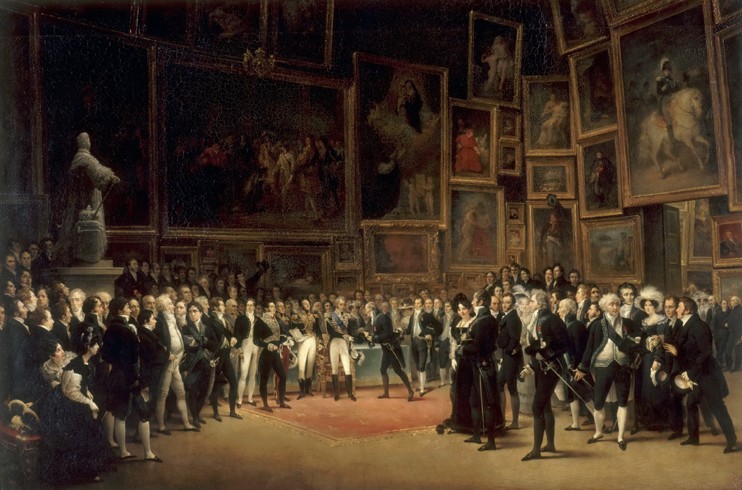 Charles X Distributing Awards to Artists Exhibiting at the Salon of 1824 at the Louvre van François-Joseph Heim
