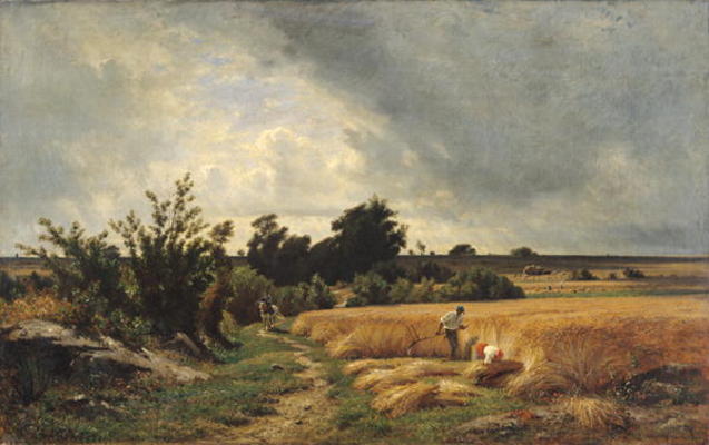 The Plateau of Ormesson - A Path through the Corn (oil on canvas) van Francois Louis Francais
