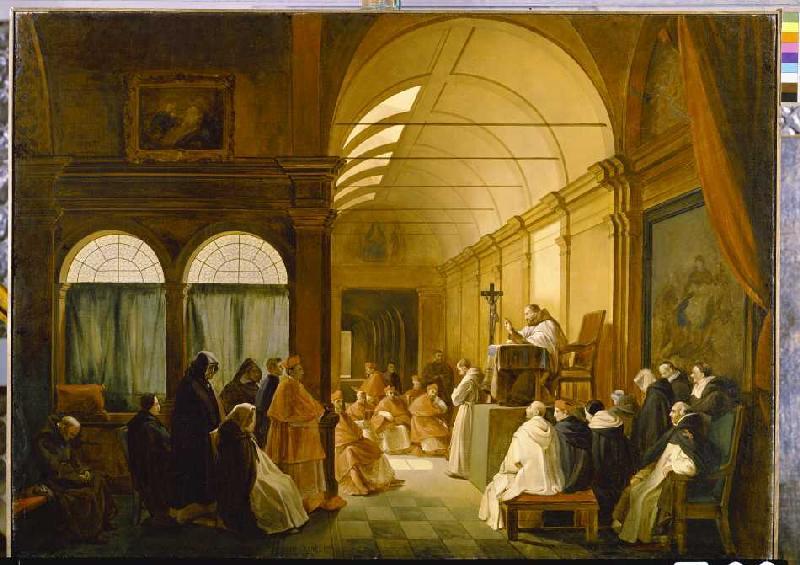Konferenz der Kapitulare eines Klosters. van François Marius Granet