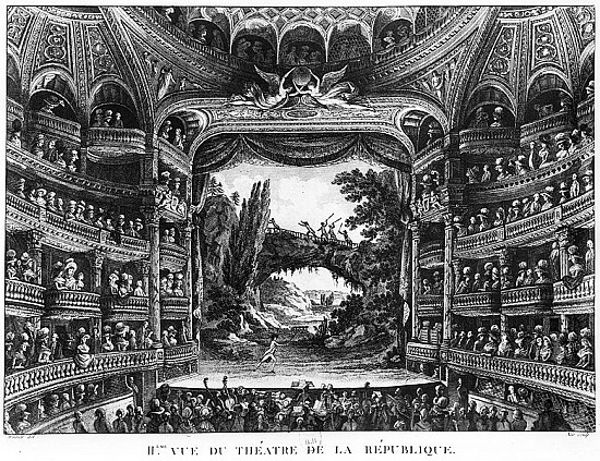Second view of the Theatre de la Republique, plate 83 from volume IV of ''Voyage de France'' van Francois Denis Nee