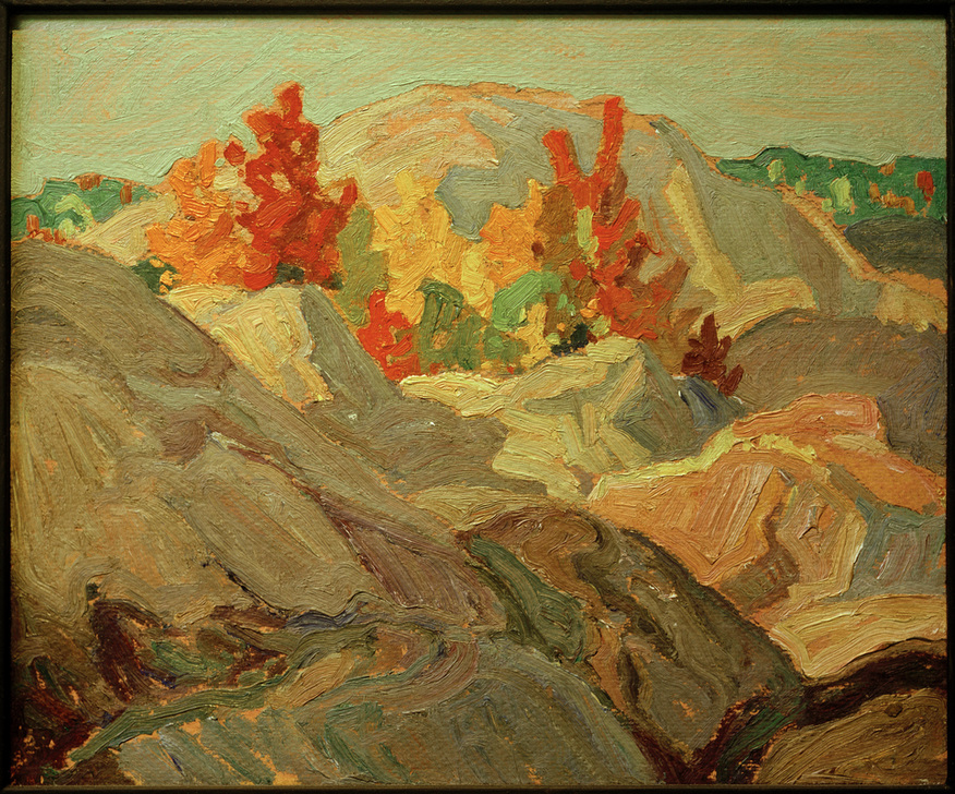 Autumn Foliage against Grey Rock van Franklin Carmichael
