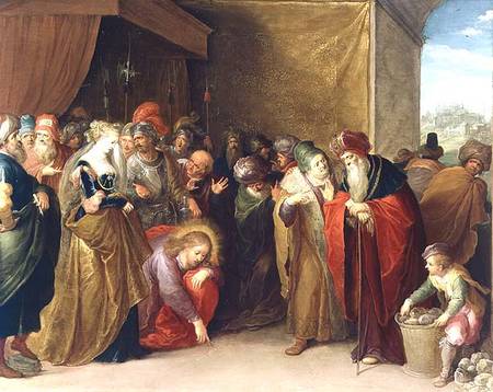 Christ and the Woman Taken in Adultery van Frans Francken d. J.